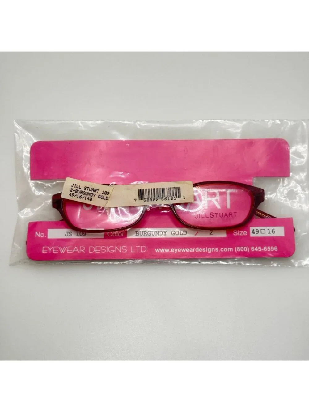 Jill Stuart JS 109-2 Burgundy Gold Eyeglasses Eye Glasses Frames 49-16-140